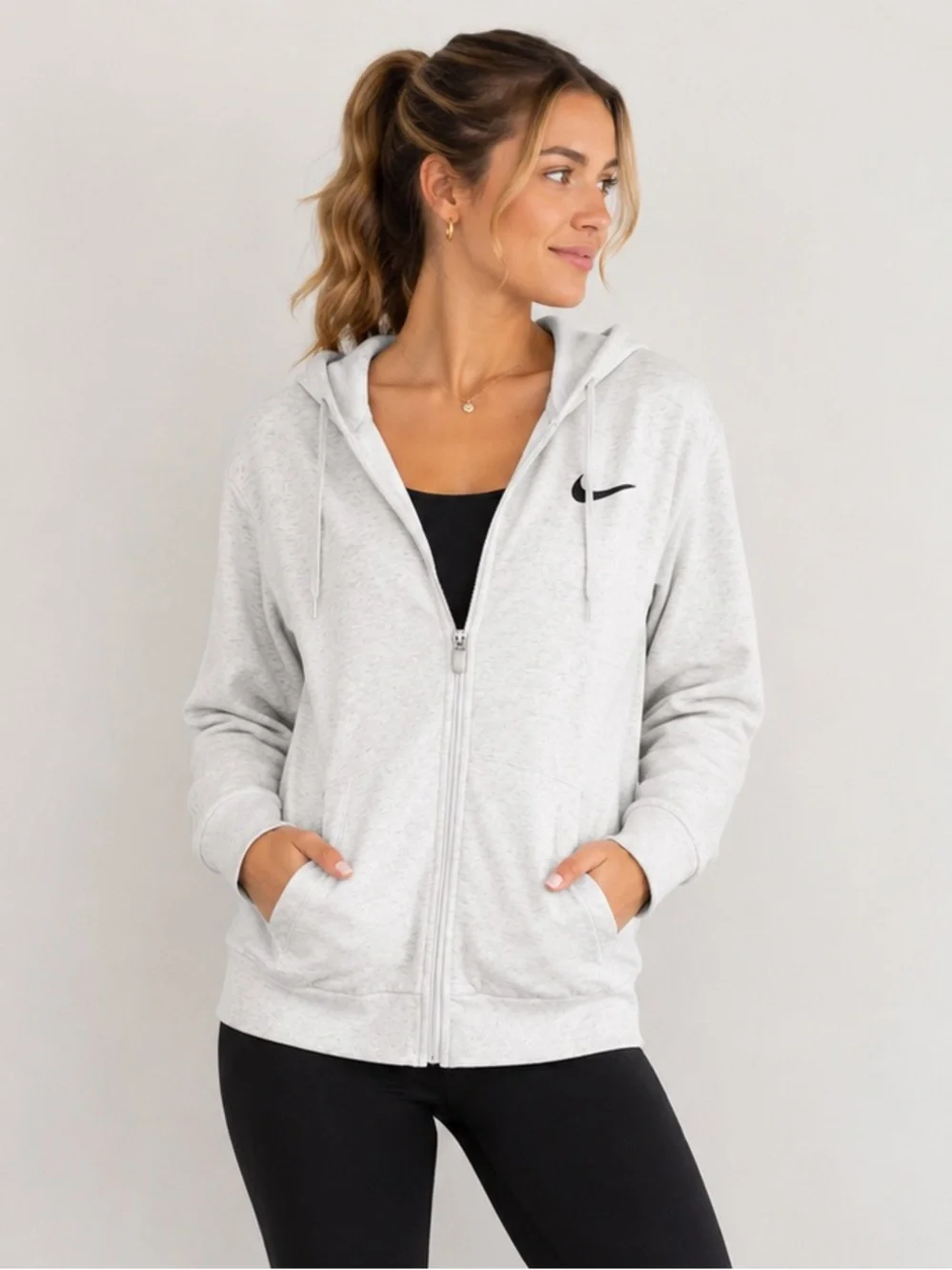 Nike Gray Full Zip Hoodie Medium Athleisure Lightweight Zip Up Jacket